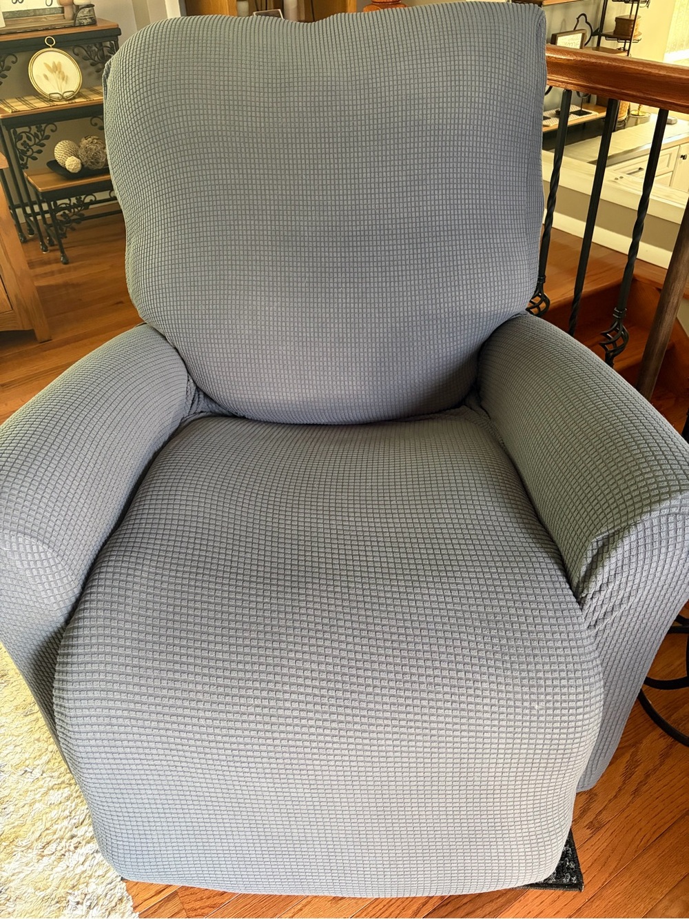 Classic Waffle-Weave Recliner Slipcover Gray